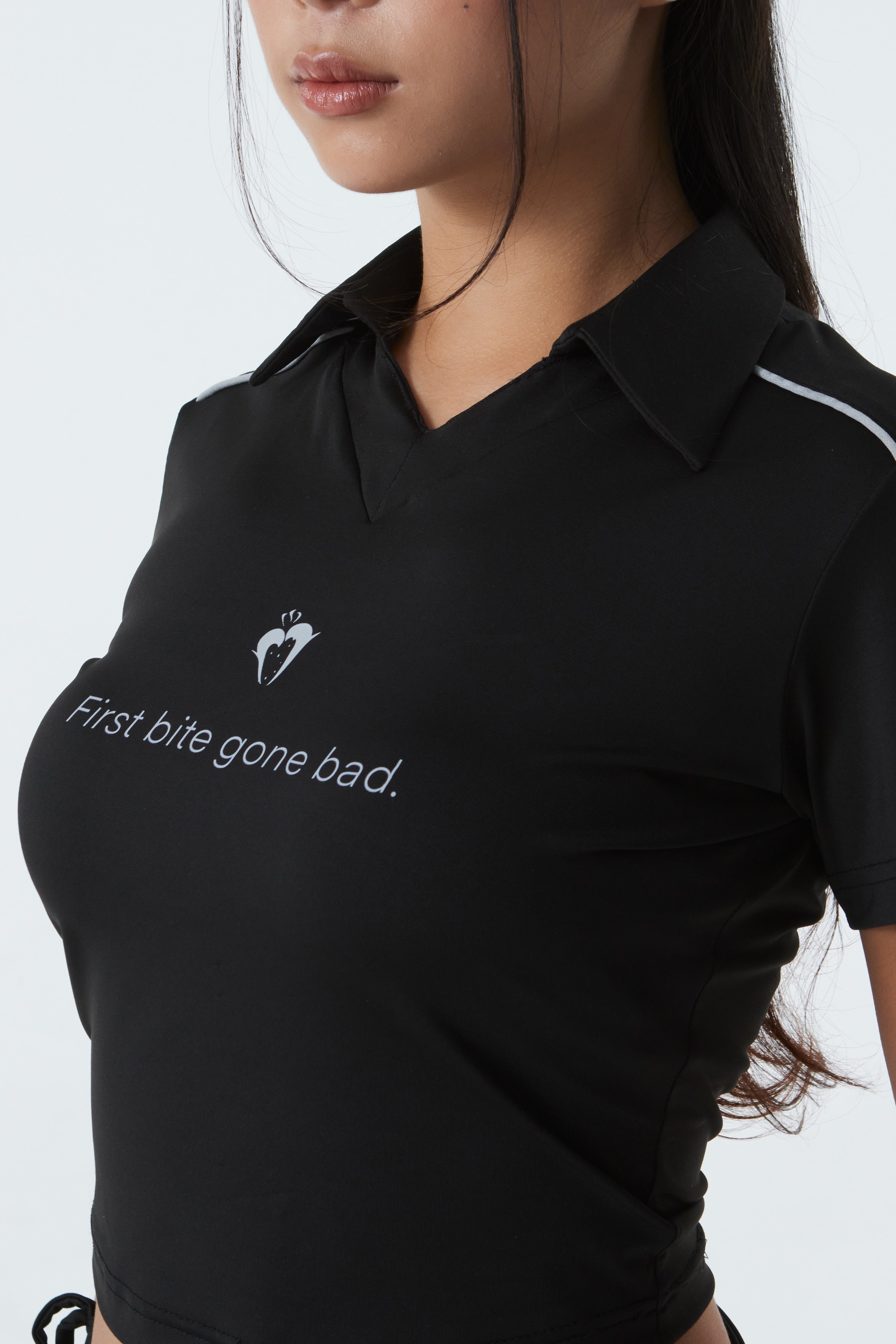 CROPPED POLO SHIRT (#BLACK)