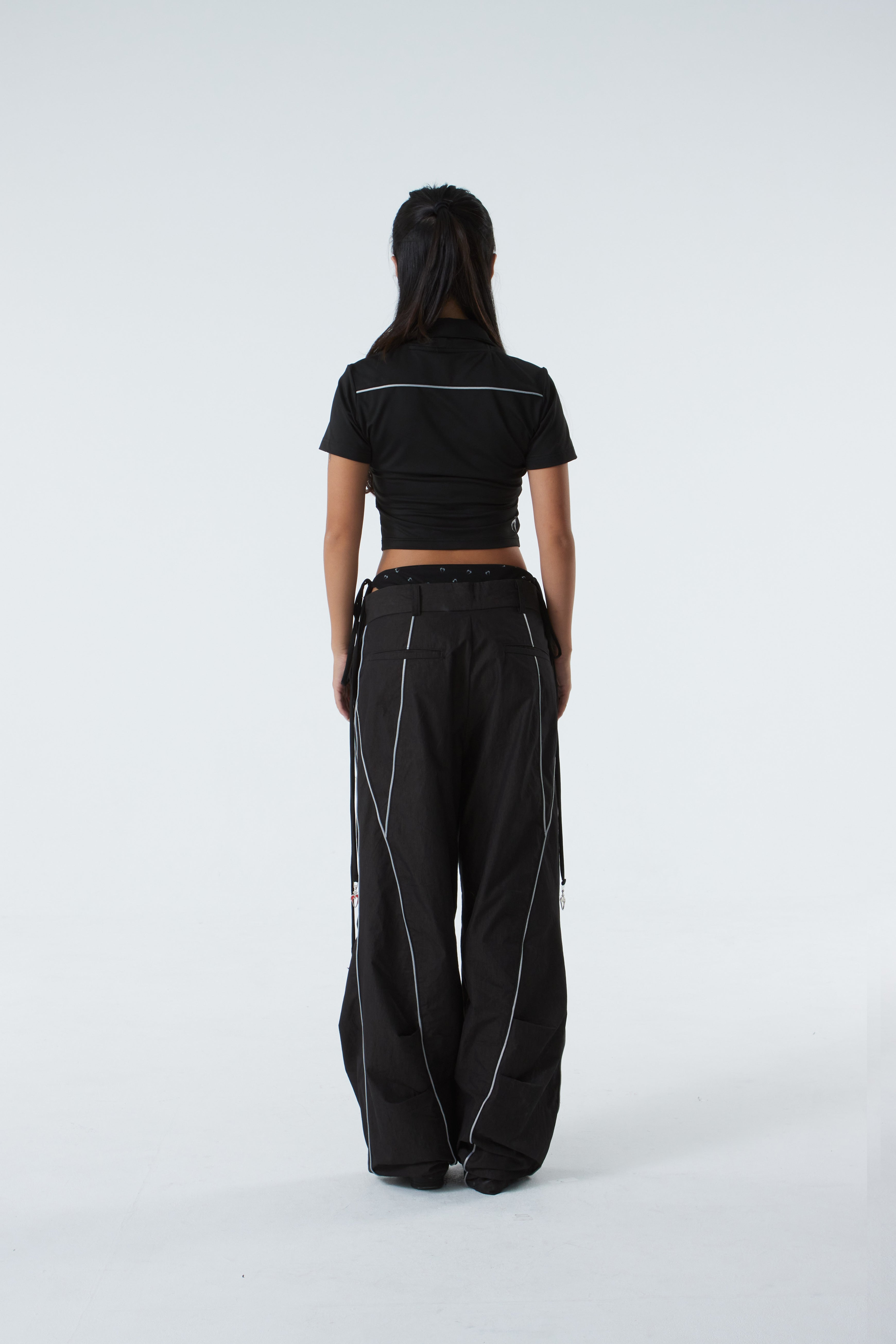 CROPPED POLO SHIRT (#BLACK)