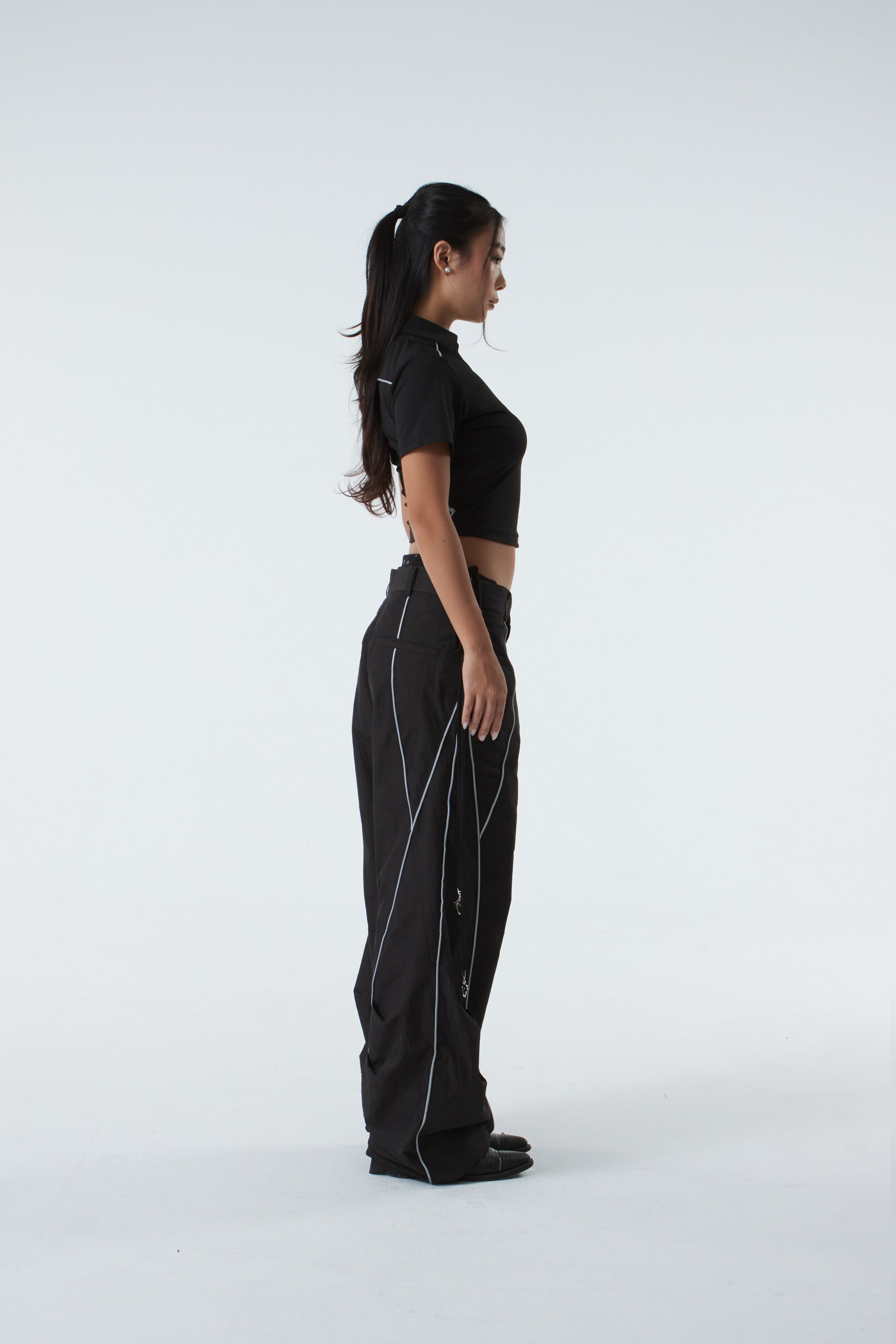 CROPPED POLO SHIRT (#BLACK)