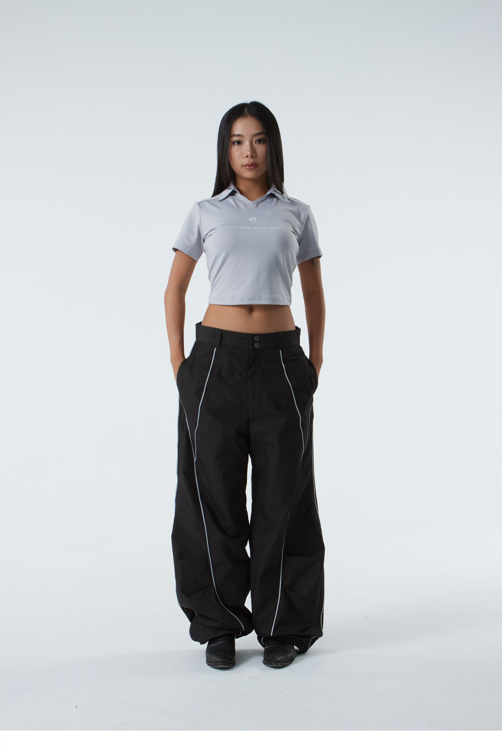 CROPPED POLO SHIRT (#GREY)