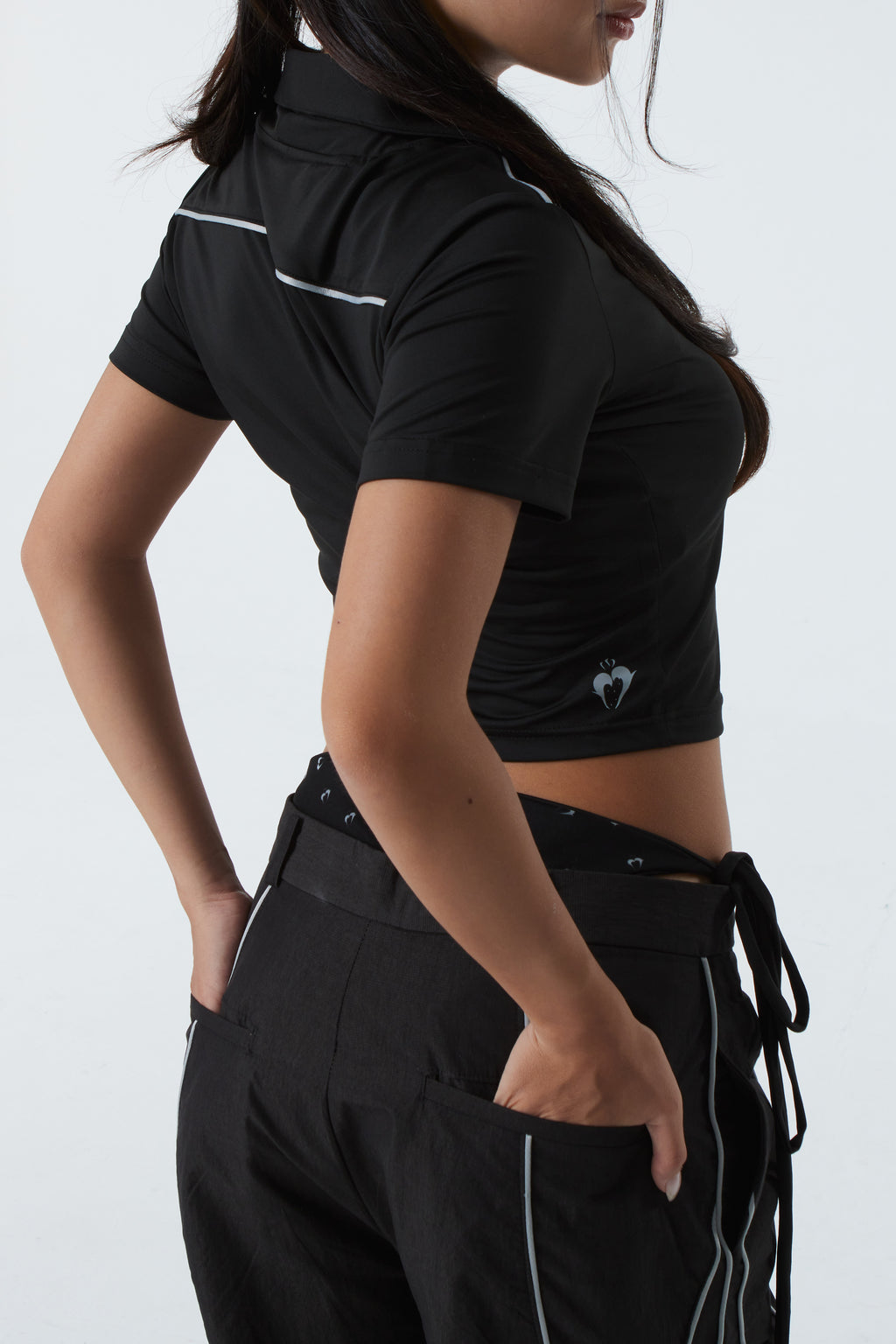 CROPPED POLO SHIRT (#BLACK)