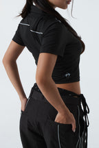 CROPPED POLO SHIRT (#BLACK)