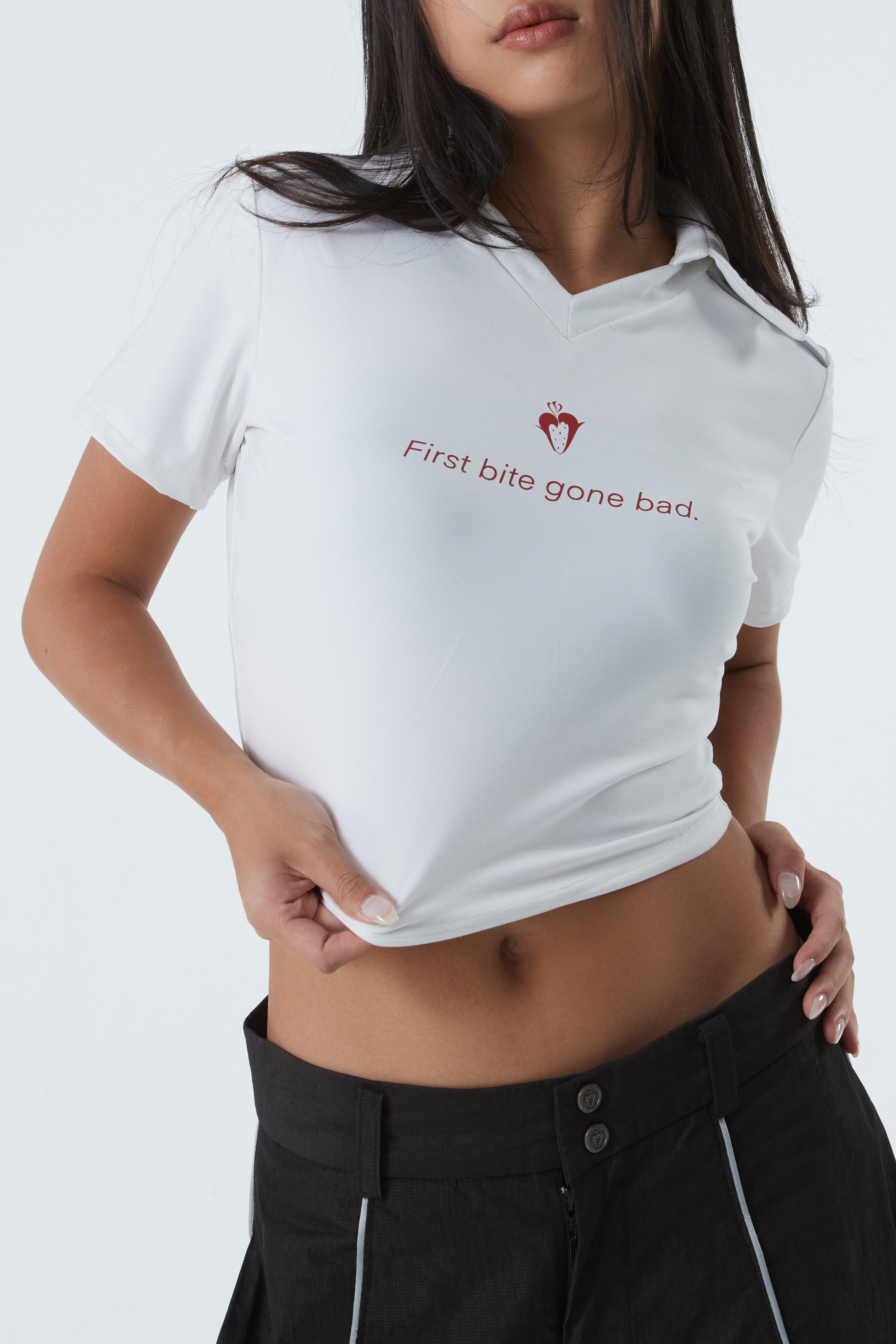 CROPPED POLO SHIRT (#WHITE)