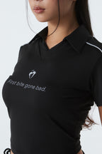 CROPPED POLO SHIRT (#BLACK)