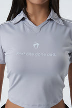 CROPPED POLO SHIRT (#GREY)