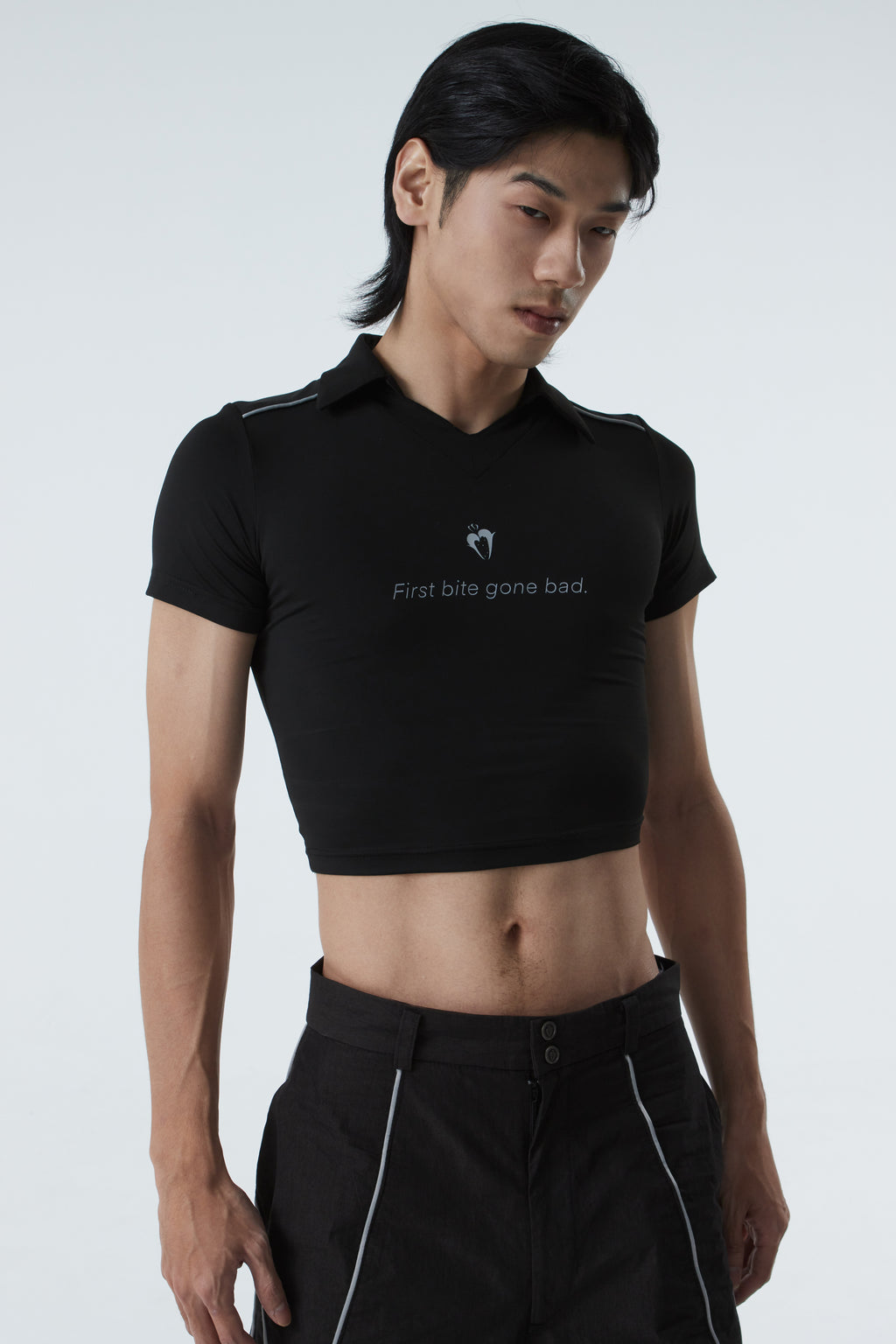 CROPPED POLO SHIRT (#BLACK)