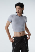 CROPPED POLO SHIRT (#GREY)