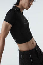 CROPPED POLO SHIRT (#BLACK)