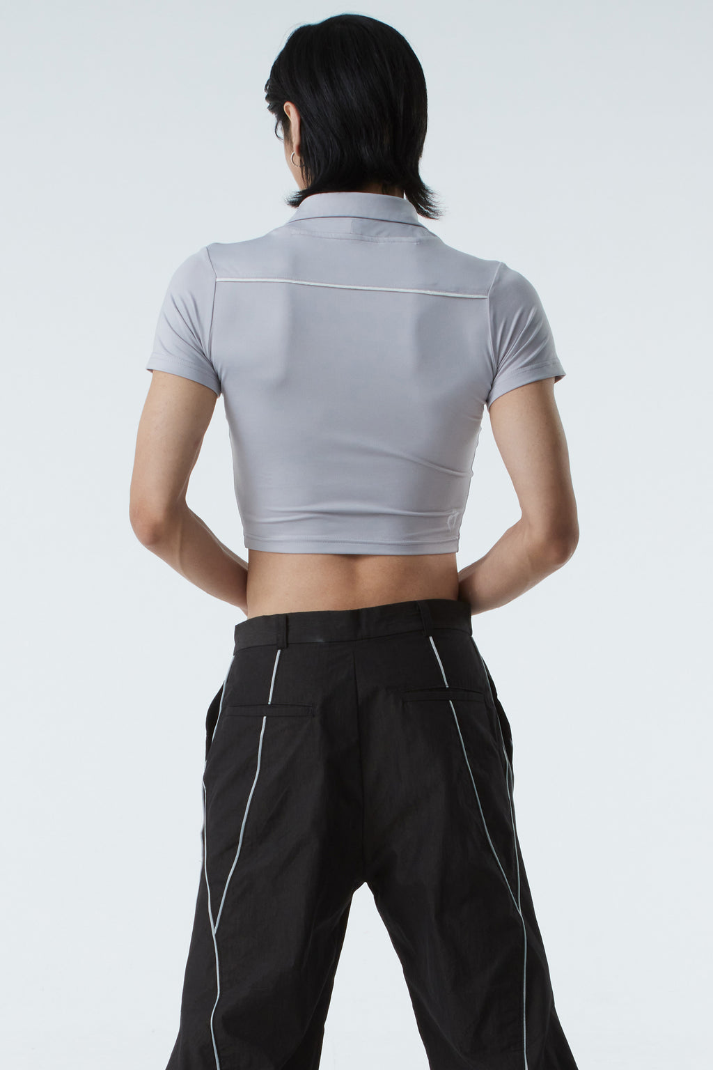 CROPPED POLO SHIRT (#GREY)