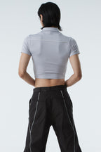 CROPPED POLO SHIRT (#GREY)