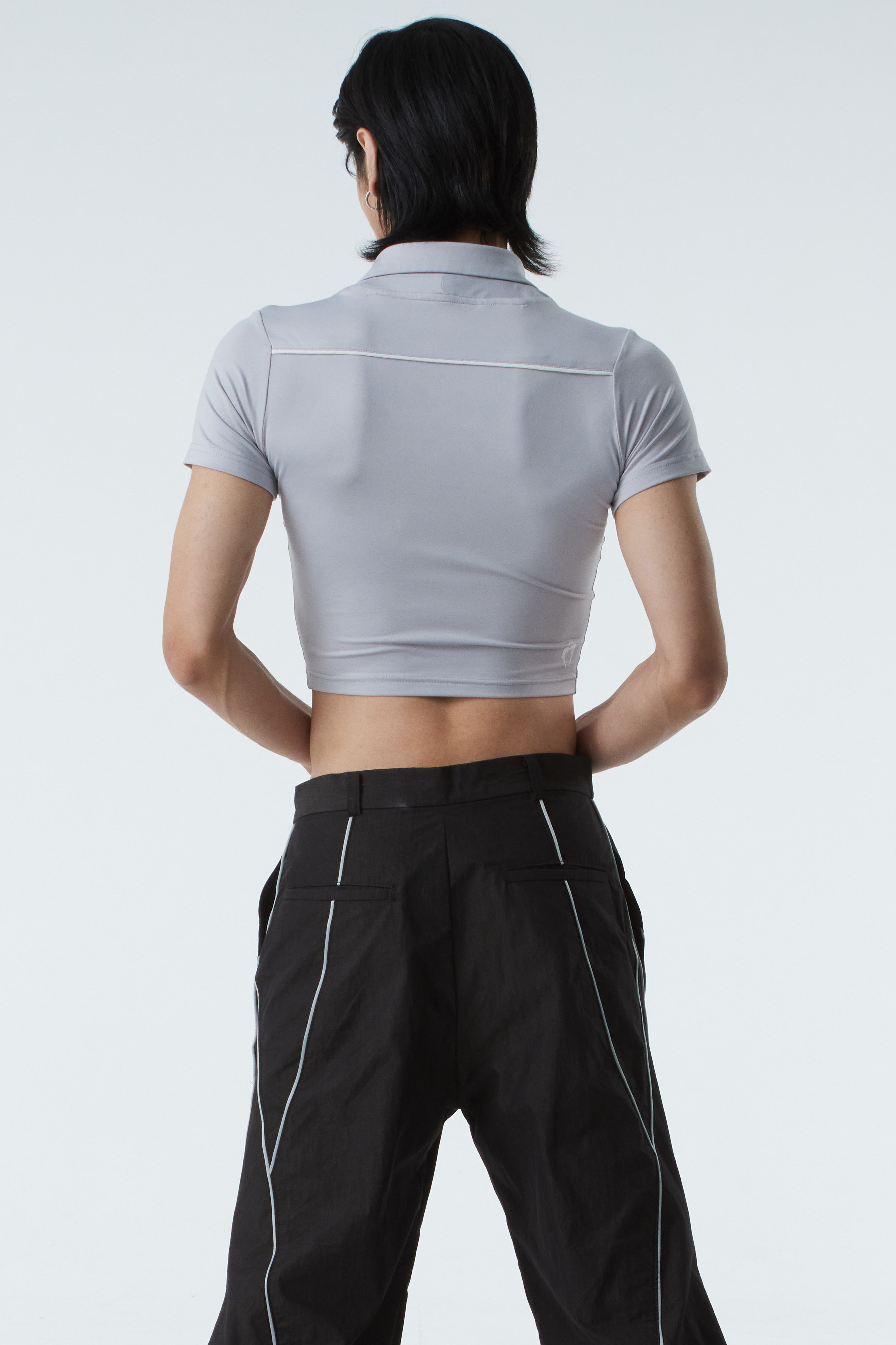 CROPPED POLO SHIRT (#GREY)