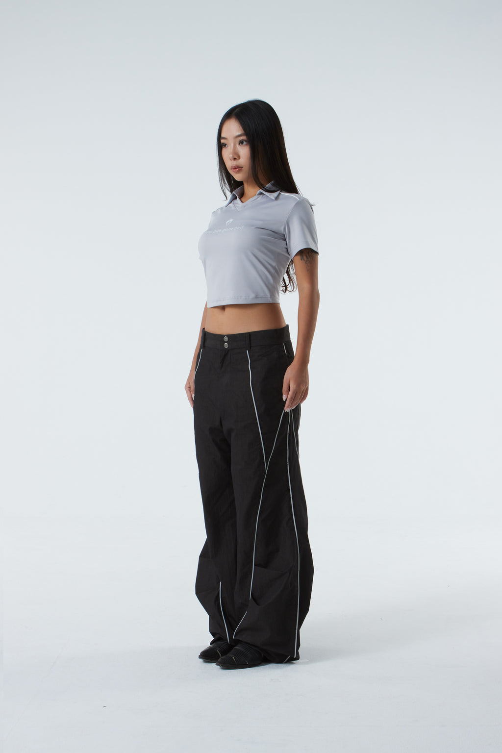 CROPPED POLO SHIRT (#GREY)