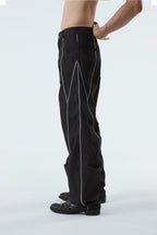 CURVED-WIDE LEG PANTS