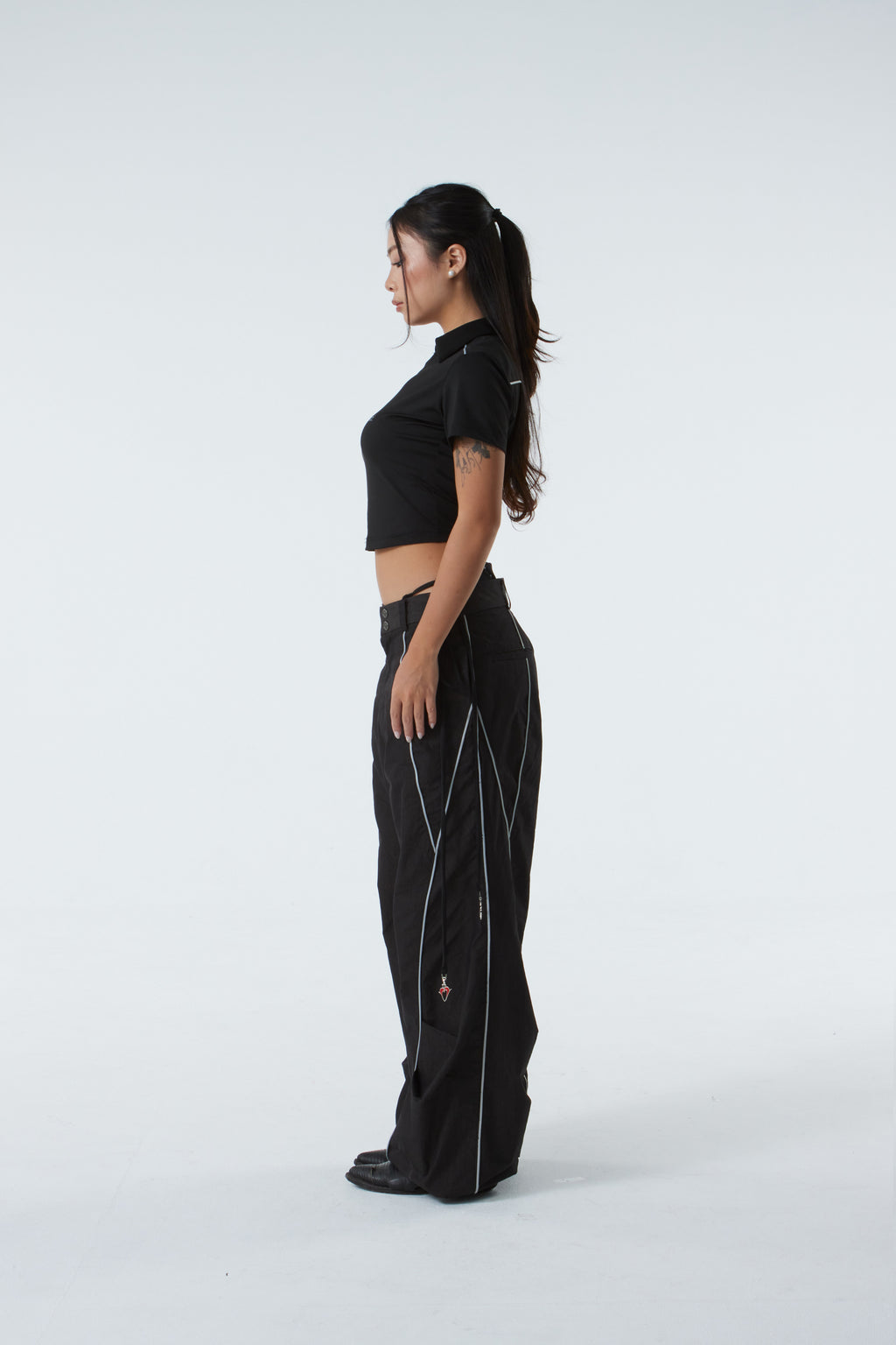 CROPPED POLO SHIRT (#BLACK)