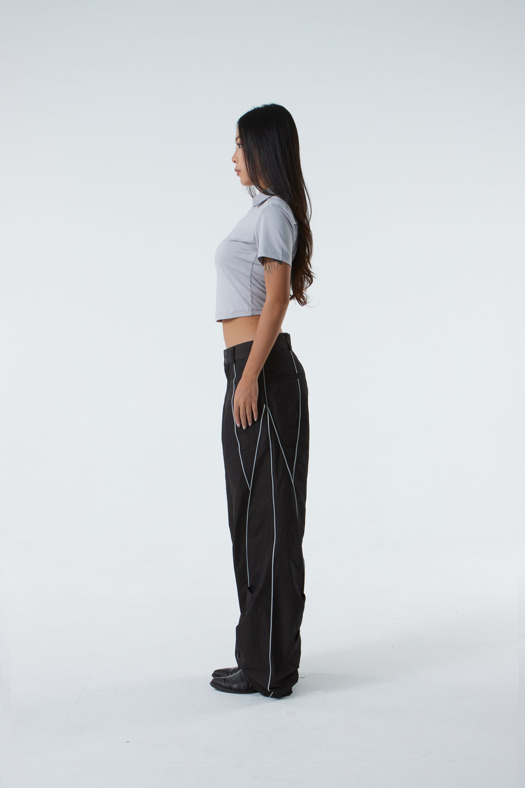 CROPPED POLO SHIRT (#GREY)