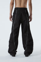 CURVED-WIDE LEG PANTS