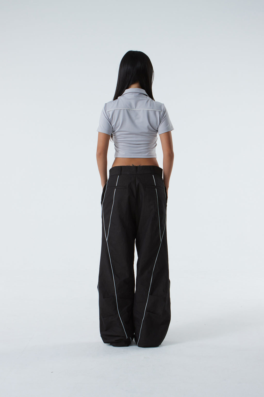 CROPPED POLO SHIRT (#GREY)