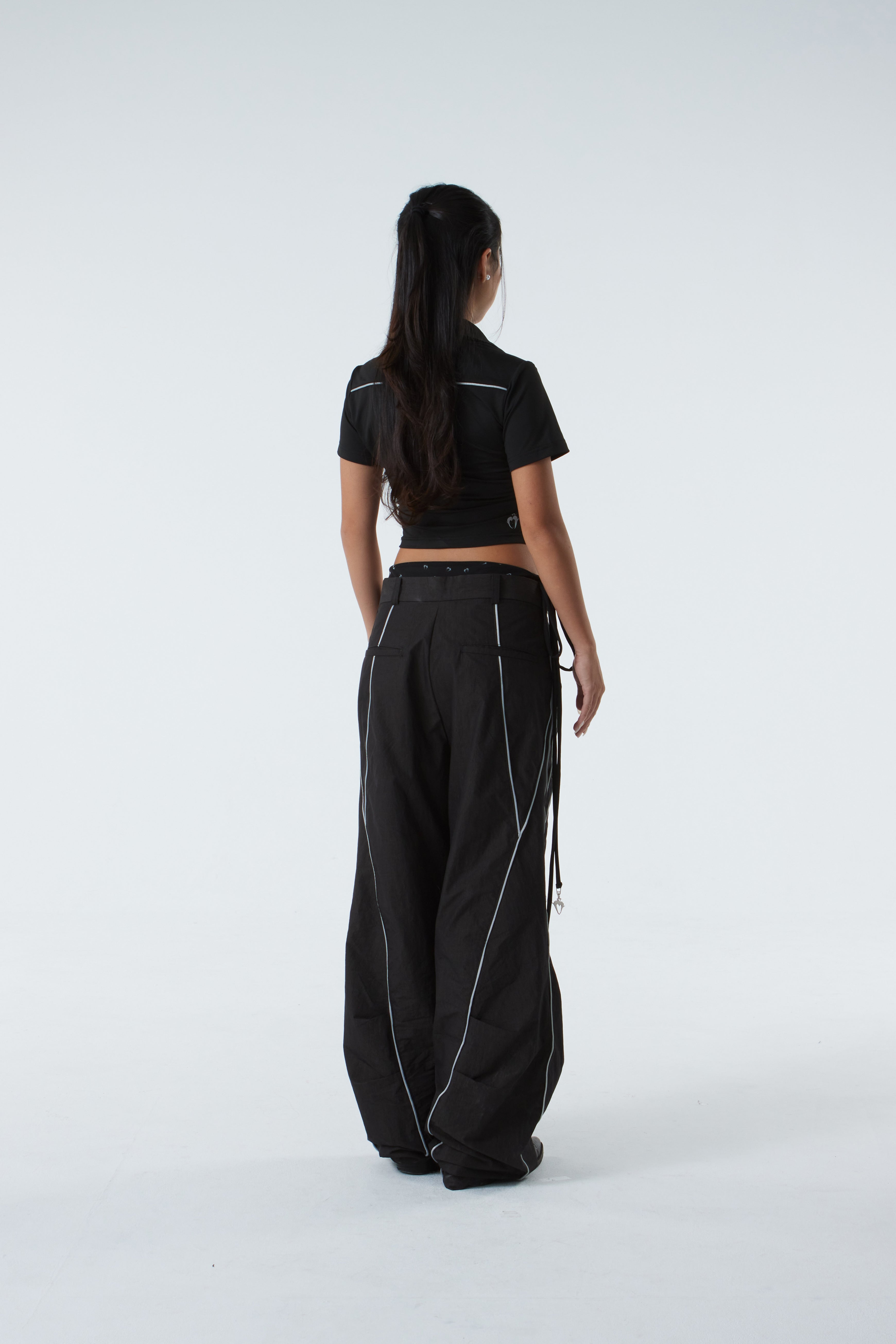 CROPPED POLO SHIRT (#BLACK)