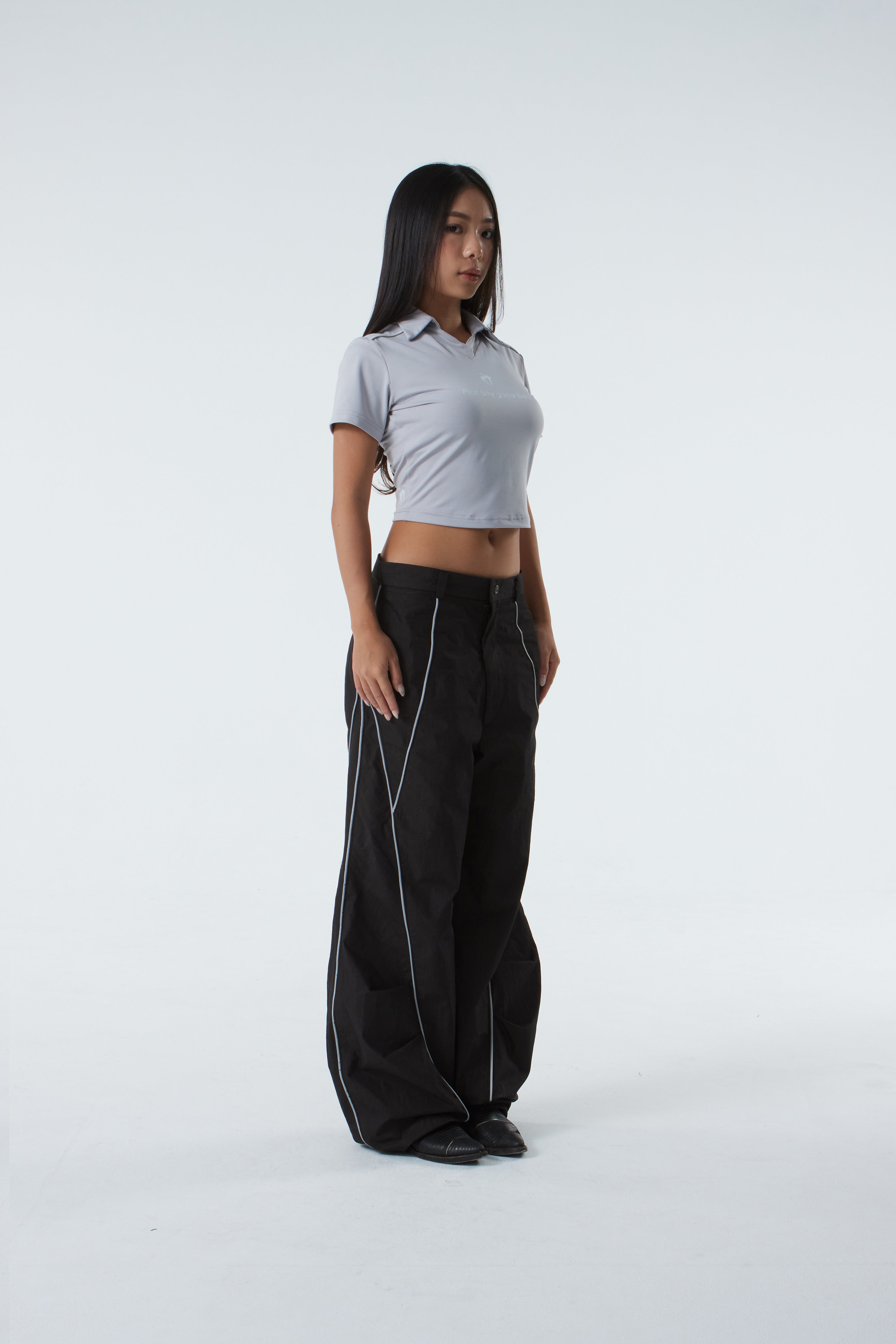 CROPPED POLO SHIRT (#GREY)