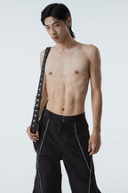 CURVED-WIDE LEG PANTS