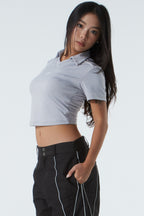 CROPPED POLO SHIRT (#GREY)